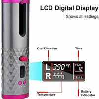 Hair Curler LCD Ceramic Cordless Auto Rotating Wireless Waver Curling Iron Salon Home & Garden Kings Warehouse 