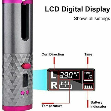 Hair Curler LCD Ceramic Cordless Auto Rotating Wireless Waver Curling Iron Salon Home & Garden Kings Warehouse 