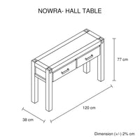 Hall Table 2 Storage Drawers Solid Acacia Wooden Frame Hallway in Chocolate Color Furniture Kings Warehouse 