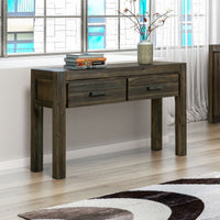 Hall Table 2 Storage Drawers Solid Acacia Wooden Frame Hallway in Chocolate Color Furniture Kings Warehouse 