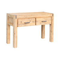 Hall Table 2 Storage Drawers Solid Acacia Wooden Frame Hallway in Oak Color Furniture Kings Warehouse 