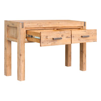 Hall Table 2 Storage Drawers Solid Acacia Wooden Frame Hallway in Oak Color Furniture Kings Warehouse 
