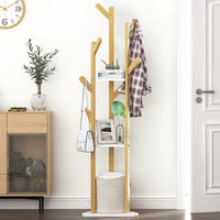 Hall Tree Garment Storage Holder Coat Rack Stand with 3 Shelves for Clothes Bag Furniture Kings Warehouse 