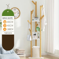 Hall Tree Garment Storage Holder Coat Rack Stand with 3 Shelves for Clothes Bag Furniture Kings Warehouse 