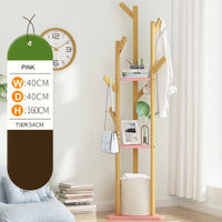 Hall Tree Garment Storage Holder Coat Rack Stand with 3 Shelves for Clothes Bag Furniture Kings Warehouse 