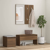 Hallway Furniture Set Brown Oak Engineered Wood