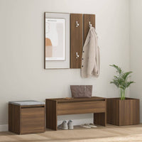 Hallway Furniture Set Brown Oak Engineered Wood