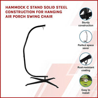 Hammock C Stand Solid Steel Construction for Hanging Air Porch Swing Chair Home & Garden Kings Warehouse 