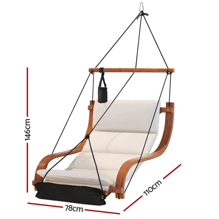 Hammock Chair Wooden Hanging Indoor Outdoor Lounge Patio Furniture Kings Warehouse 