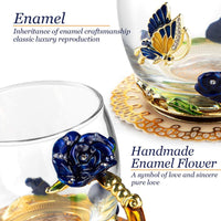 Hand Made Enamel daisy Flower Glass Coffee Mug Tea Cup Spoon Gift Idea Kings Warehouse 