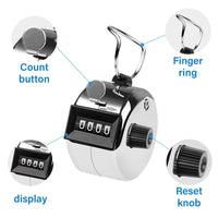 Hand Tally Counter 4-Digit Lap Counters Clicker Pitch for Counting Knitting Coaching Kings Warehouse 