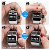 Hand Tally Counter 4-Digit Lap Counters Clicker Pitch for Counting Knitting Coaching Kings Warehouse 