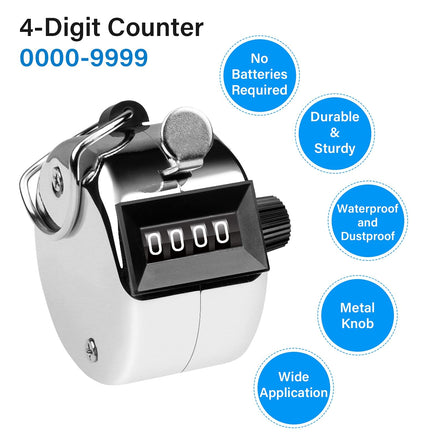 Hand Tally Counter 4-Digit Lap Counters Clicker Pitch for Counting Knitting Coaching Kings Warehouse 