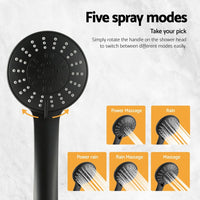 Handheld Shower Head 4.5" High Pressure 5 Modes Poweful Round Black Home & Garden Kings Warehouse 