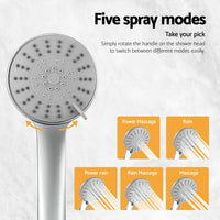 Handheld Shower Head 4.5" High Pressure 5 Modes Poweful Round Chrome Home & Garden Kings Warehouse 