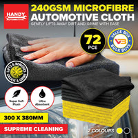 Handy Automotive 72PCE Microfibre Automotive Cloth Streak Free 30 x 38cm Kings Warehouse 