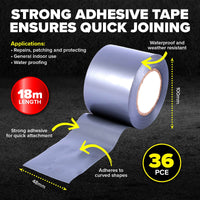 Handy Hardware 36PCE Heavy Duty Duct Tape Flexible Strong Multipurpose 18m Kings Warehouse 