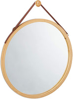 Hanging Round Wall Mirror 45 cm - Solid Bamboo Frame and Adjustable Leather Strap for Bathroom and Bedroom Home & Garden Kings Warehouse 