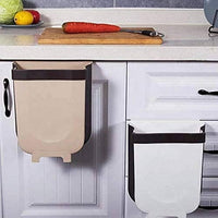 Hanging Trash Can Collapsible Small Garbage Waste Bin for Kitchen Cabinet Door (Beige) Kings Warehouse 