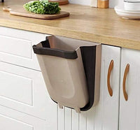 Hanging Trash Can Collapsible Small Garbage Waste Bin for Kitchen Cabinet Door (Beige) Kings Warehouse 