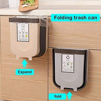 Hanging Trash Can Collapsible Small Garbage Waste Bin for Kitchen Cabinet Door (Grey) Kings Warehouse 