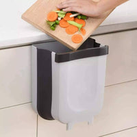 Hanging Trash Can Collapsible Small Garbage Waste Bin for Kitchen Cabinet Door (Grey) Kings Warehouse 