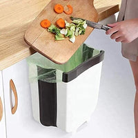 Hanging Trash Can Collapsible Small Garbage Waste Bin for Kitchen Cabinet Door (White) Kings Warehouse 