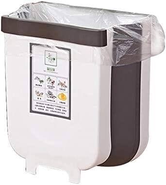 Hanging Trash Can Collapsible Small Garbage Waste Bin for Kitchen Cabinet Door (White) Kings Warehouse 