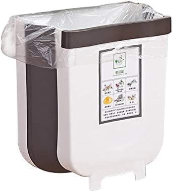 Hanging Trash Can Collapsible Small Garbage Waste Bin for Kitchen Cabinet Door (White) Kings Warehouse 