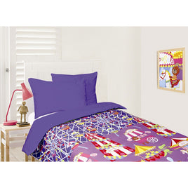 Happy Kids Glow in the Dark Quilt Cover Set Funfair Blue Double Home & Garden Kings Warehouse 