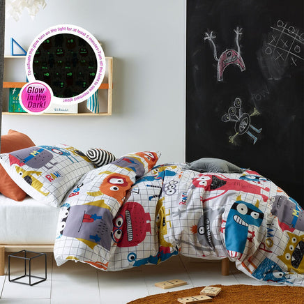 Happy Kids Monster Squad Glow in the Dark Quilt Cover Set Single Home & Garden Kings Warehouse 