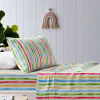 Happy Kids Multi Stripes Printed Microfibre Sheet Set Double Home & Garden Kings Warehouse 