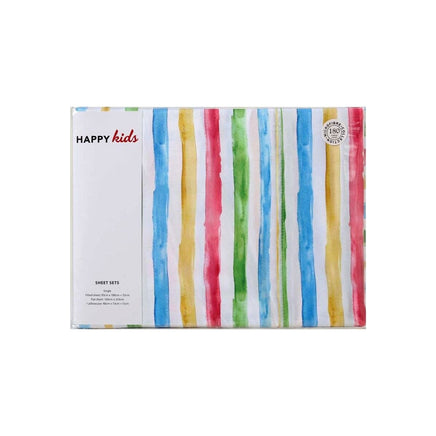 Happy Kids Multi Stripes Printed Microfibre Sheet Set Double Home & Garden Kings Warehouse 