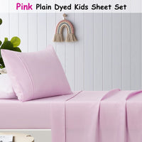 Happy Kids Pink Plain Dyed Microfibre Sheet Set King Single Home & Garden Kings Warehouse 