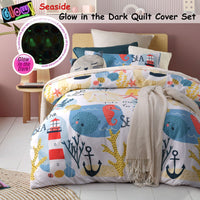 Happy Kids Seaside Glow in the Dark Quilt Cover Set Single Home & Garden Kings Warehouse 