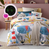 Happy Kids Seaside Glow in the Dark Quilt Cover Set Single Home & Garden Kings Warehouse 