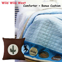 Happy Kids Wild Wild West Blue Embroidered Comforter with Bonus Cushion Home & Garden Kings Warehouse 