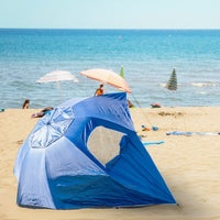 Havana Outdoors Beach Umbrella 2.4M Outdoor Garden Beach Portable Shade Shelter - Blue Kings Warehouse 