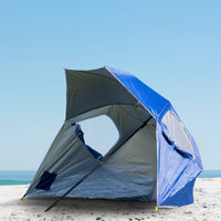 Havana Outdoors Beach Umbrella 2.4M Outdoor Garden Beach Portable Shade Shelter - Blue Kings Warehouse 