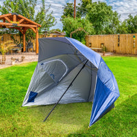 Havana Outdoors Beach Umbrella 2.4M Outdoor Garden Beach Portable Shade Shelter - Blue Kings Warehouse 