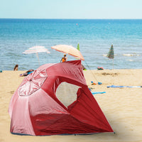 Havana Outdoors Beach Umbrella 2.4M Outdoor Garden Beach Portable Shade Shelter - Red Kings Warehouse 