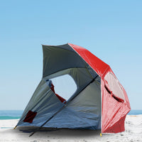 Havana Outdoors Beach Umbrella 2.4M Outdoor Garden Beach Portable Shade Shelter - Red Kings Warehouse 