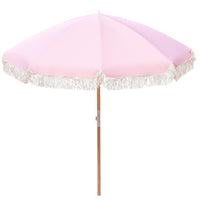 Havana Outdoors Beach Umbrella Portable 2 Metre Fringed Garden Sun Shade Shelter - Dusty Rose Kings Warehouse 
