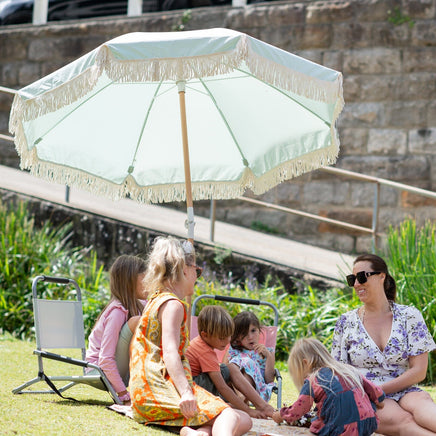 Havana Outdoors Beach Umbrella Portable 2 Metre Fringed Garden Sun Shade Shelter - Sage Green Home & Garden Kings Warehouse 