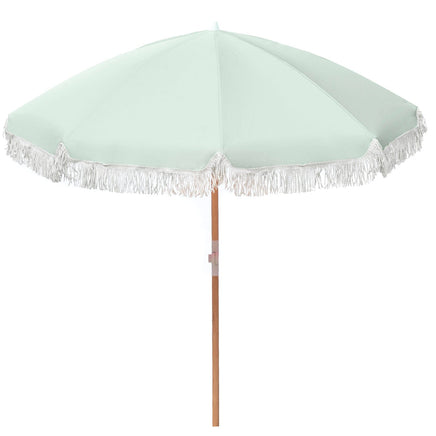 Havana Outdoors Beach Umbrella Portable 2 Metre Fringed Garden Sun Shade Shelter - Sage Green Home & Garden Kings Warehouse 
