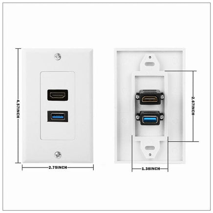 HDMI USB 3.0 Audio Stereo Pass Through Component Composite Wall Plate Panel Kings Warehouse 