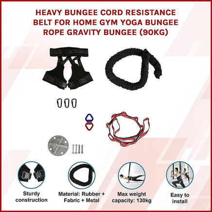 Heavy Bungee Cord Resistance Belt for Home Gym Yoga Bungee Rope Gravity Bungee (90kg) Sports & Fitness Kings Warehouse 