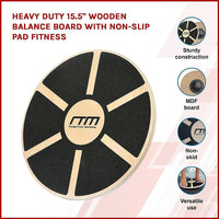 Heavy Duty 15.5" Wooden Balance Board with Non-Slip Pad Fitness Kings Warehouse 