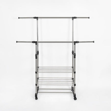 Heavy Duty Commercial Garment Rack Double Bar Rolling Collapsible Clothing Shelf Home & Garden Kings Warehouse 