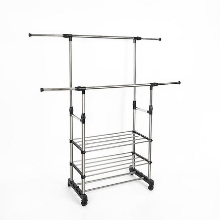 Heavy Duty Commercial Garment Rack Double Bar Rolling Collapsible Clothing Shelf Home & Garden Kings Warehouse 